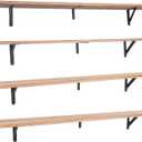 Long Wall Shelf,Large Floating Shelves for Wall,Wood Floating Bookshelves Hanging,Book Storage Display for Living Room Bedroom Office Bathroom Decor,4 Pack,57 Inch,Carbonized Black