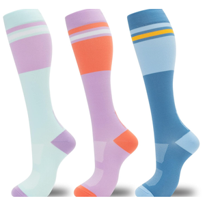 fenglaoda Compression Socks for Women Men 3 Pairs Graduated Compression Support Circulation Socks for Nurses L-XL