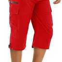 TACVASEN Men's Capri Pants Cargo Long Shorts Quick Dry Lightweight 3/4 Pants Below Knee Summer Hiking Work, Size 34
