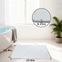 Stone Bath Mat, Quick Dry Shower Mat, Diatomaceous Earth Shower Mat, Non-Slip Hard Surface, Ultra Absorbent Bathroom Floor Mat for Tub, Entry, or Sink 23.5" x 15.4", Gray White(Line), 1'3" x 1'11"