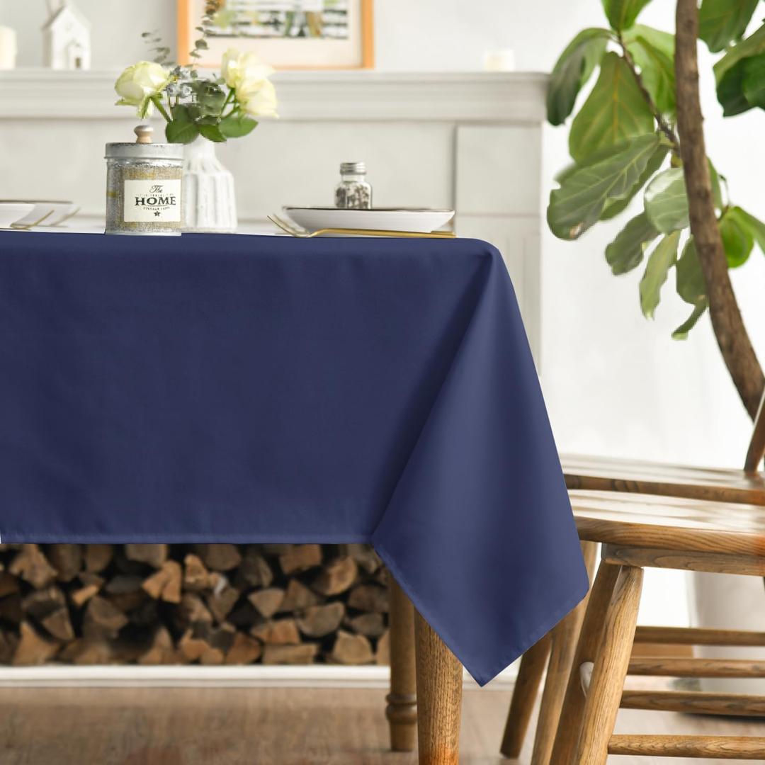 Horaldaily Navy Blue Tablecloth 60104 Inch Rectangular, Stain and Wrinkle Resistant Washable Table Cloth, Decorative Polyester Table Cover for Party Picnic Dinner Decor