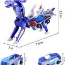 2 x Collision Transforming Dinosaur Car Toy, 2 in 1 Magnetic Cars Transform into Dinosaur Toys for Boys,Girls,Kids,Toddler,Fun Transformation Dino Car Robot Toys Christmas Birthday Gift (Blue)
