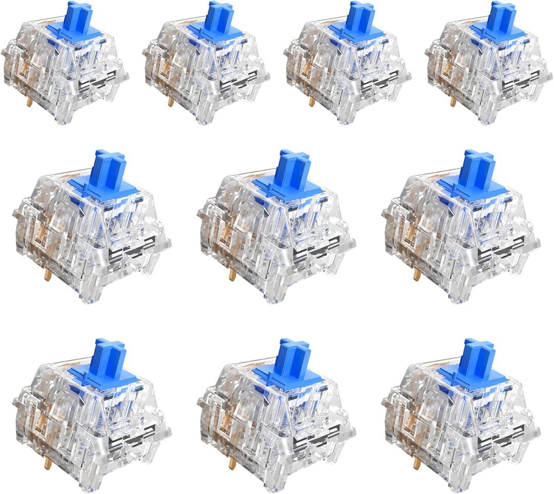 Zhouwang 88 Crystal Blue Switches,2 Kailh Box Switches,Dustproof and Waterproof,Strong Tactile Feedback with Crisp Click Sound,Suitable clicker for 3D Prints and MX Gaming Mechanical Keyboards (90Pcs)