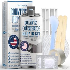 Quartz Countertop Repair Kit(White), Quick-Drying, Permanent Fix for Edge Chips, Cracks, Scratches, Nicks on Quartz, Granite, Marble, Porcelain and Other Natural Stone Surfaces