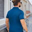 ZITY Polo Shirts for Men Quarter Zip Short Sleeve Casual Shirt (Blue, L)