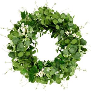 Qingbei Rina Eucalyptus Wreath for Front Door All Seasons 22-24 Inch, Spring Summer Wreaths with White Berry, Maple Leaf, Green Leaf Wreaths Indoor Outdoor, Mother's Day Wall Farmhouse Home Decor