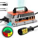 CMTOOL 18 AMP 48 Volt Golf Cart Battery Charger for Club Car, IP67 Waterproof Fully Automatic 48V Trickle Charger, 3-Pin Round Plug, for Lead-Acid Batteries