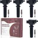 Ignition Coils UF670 & Iridium Spark Plug Set Compatible with Ford Focus Edge Escape Explorer Taurus EcoSport/Jaguar F-Pace XE XF/Lincoln MKC MKT MKZ, Replace Part DG546 5C1873, 4 Pack