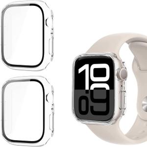 3 x Yitork 2 Pack Case for Apple Watch Series 10 46mm with Built in Screen Protector, HD Hard Full Face Cover Accessories for Iwatch Screen Protector Men Women, Transparent