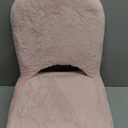 GREENSTELL Small Vanity Stool Chair with Storage and Folding Back, 13.4" x 15" x 30" Square Faux Fur Soft Ottoman, 4 Metal Legs with Anti-Slip Feet, Furry Padded Seat for Makeup, Bedroom, Pink