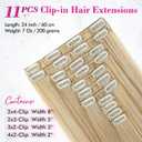 REECHO Hair Extensions, 11PCS Clip in Hair Extensions 24" Long Straight hair extensions HE005 Natural Soft Synthetic Hairpieces for Women Dark Blonde with Highlights