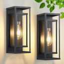 14" Outdoor Wall Lights Fixtures, Black Exterior Lighting Fixtures, Waterproof Outdoor Wall Lantern Modern Front Porch Lights with Clear Glass Coach Lights for Garage, Porch, Front Door 2-Pack