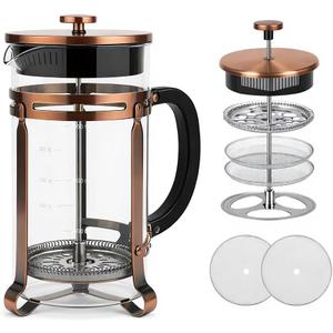 French Press Coffee Maker 21 oz, 304 Stainless Steel Double Mesh Filter, Borosilicate Glass, Heat-Resistant, BPA-Free, Ideal for Home, Office & Gift