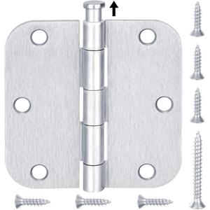 TICONN 48-Pack 3.5 Inch Door Hinges with 5/8" Radius Corner, 3-1/2 x 3-1/2 Inch Iron Bifold Residential Doors Hardware (5/8" Radius Corner, Satin Chrome, 48 Pack)