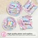96Pcs 13th Birthday Party Decorations for Girls Teenager Plates and Napkins Iridescence Silver Pink 13th Tableware for Teenager Girls Thirteen Birthday Party Decorations Serve 24