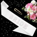 Pearl Bride Sash - 2PCS White Bachelorette Sash With Pin for Bachelorette Party Decorations - Bachelorette Party Sash for Bridal Shower Decorations Bridal Shower Gift Bride to Be Decorations