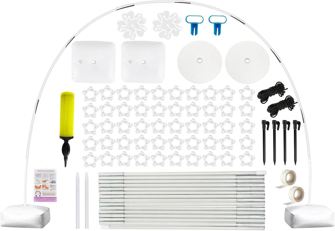 Voircoloria Balloon Arch Kit, 10ft Wide & 9ft Tall Adjustable Balloon Arch Stand with Base for Graduation Wedding Birthday Baby Shower Party Decorations (White)