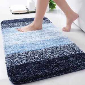 Arotive Microfiber Bathroom Rugs, Shaggy Soft and Absorbent Bath Rug, Non-Slip, Thick Plush Machine Washable Dry Bath Mats for Bathroom, Tub and Shower, 30x20, Blue