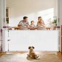 Cideny 78" Retractable Extra Wide Baby Gates for Doorways, Long Mesh Dog Gate for Large Openings, Indoor Outdoor Pet Gate for Deck Porch Kitchens Hallways, 34" Height, White