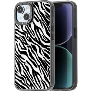 Compatible for iPhone 15 Case Cute Aesthetic - Durable Fashion Funny Phone Case - Girly Black Zebra Print Pattern Print Cover Design for Woman Girl 6.1 inches Black