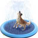 Peteast Dog Splash Pad 51" Anti-Slip Dog Pool for Large Dogs 0.58 mm Thick Dog Sprinkler Outdoor Dog Toys - Dog Accessories for Large Dogs (Blue)
