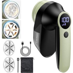 Fabric Shaver, Lint Remover Debobbler Rechargeable Clothes Shaver LED Digital Display Bobble Remover for Clothes with Large Container Adjustable 3 Speed Lint Shaver (3 Blades Included)