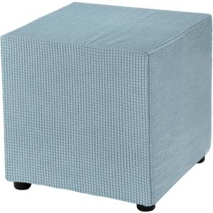 uxcell Square Ottoman Cover 18x18x18inch Stretch Polyester Washable Ottoman Slipcovers Elastic Foot Stool Foot Rest Protector for Living Room Bedroom, Sky Blue