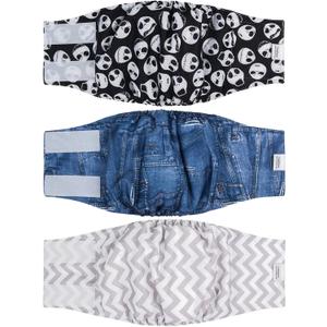 CuteBone Dog Belly Bands for Male Dogs Wraps Washable Doggie Diapers DM06L (L(17"-21"))