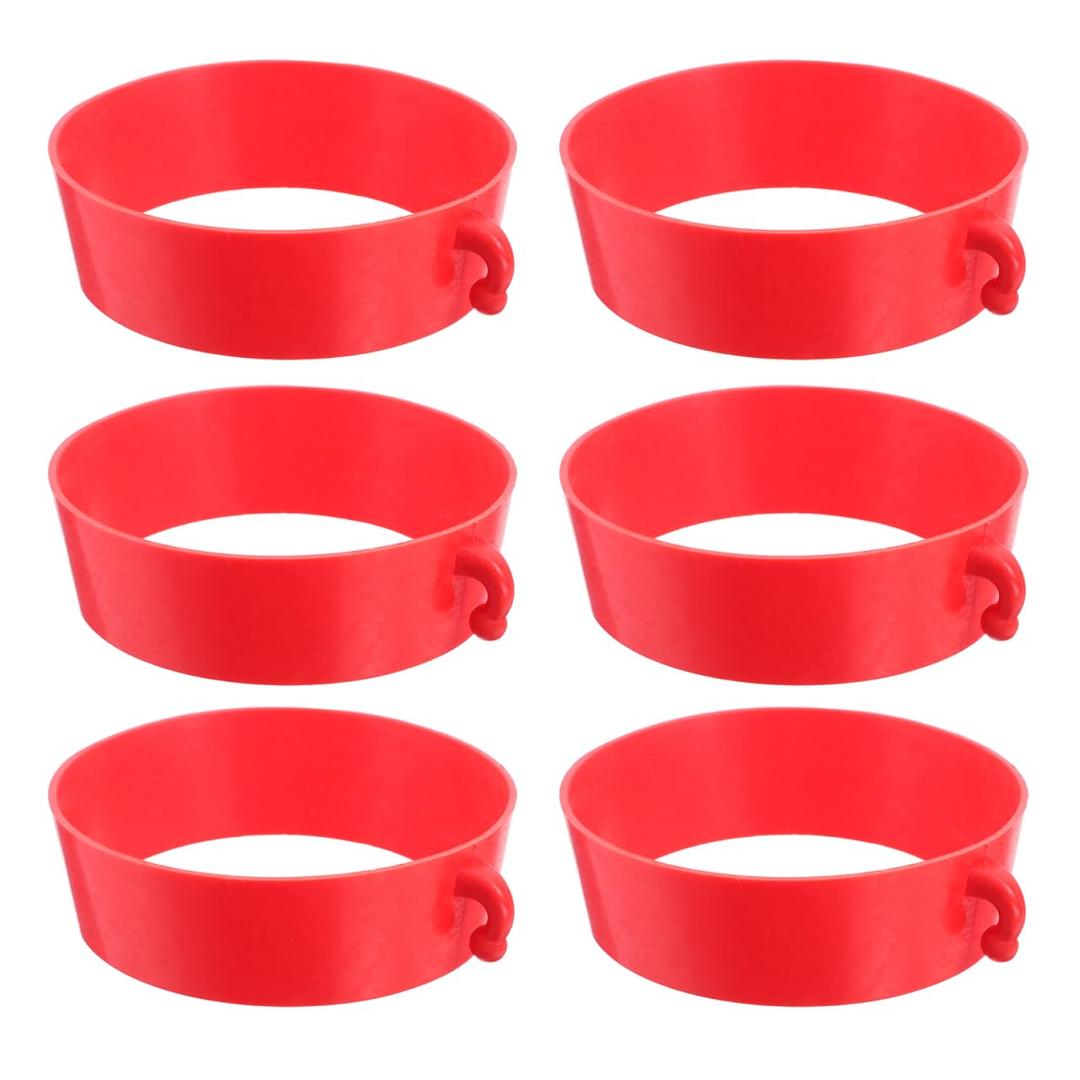 ULTECHNOVO 6 Pack Traffic Cone Chain Connectors, Road Cone Topper Collar Rings for Construction Safety Barrier, 4-Way Loop Parking Post Adapter (Connectors Only, No Chain), Red