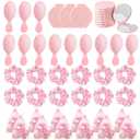 48 Pcs Pink Party Favors, Pink Makeup Party Supplies, Including Hair Brushes, Elastic Scrunchies, Pocket Cosmetic Mirrors, and Organza Bags, Makeup Brush Accessories (48PCS)