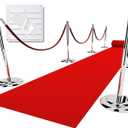 EZLucky Red Carpet Runner for Party, 2.6X30 ft, 130 GSM Felt Non-Woven Fabric, Hollywood Red Carpet for Event, Aisle Runner for Wedding Ceremony, Movie Theme Party Deco, Red Runway Rug for Prom