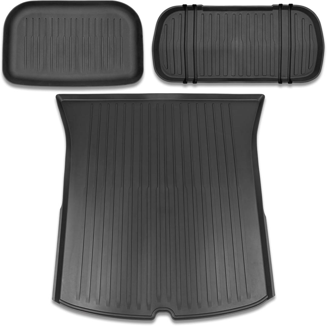 All Weather Cargo Liners for New 2025 2026 Tesla Model Y Juniper Trunk Mat with Front and Rear Frunk Trunk Tray Mats Protector Anti-Slip TPE Accessories (3PCS)
