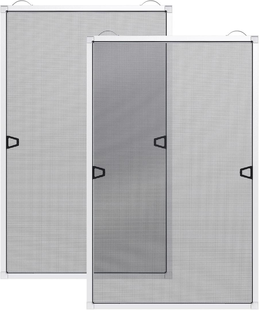 Paramondo 2 Sets DIY Window Screen Frame Kit, Easy Cut-to-Size Design Window Screen, Includes Screen Mesh, Frame Parts & Tools for Window Screen Replacement, White, 46" Lx 46"W