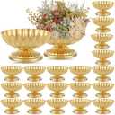 Ninehaoou 20 Pcs Metal Compote Bowl for Centerpiece Flower Holder Small Compote Vase Decorative Indoor Outdoor Flowers Fruits Plant for Valentine's Day Wedding Home Party Decoration (Bright Gold)