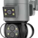 WiFi Dual Lens Camera Smart Floodlight Camera 10X Optical Zoom 4MP Lighting Surveillance IP Camera Waterproof(4MP 10X Add 128G)