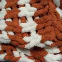 Amlie Home Chunky Knit Throw Blanket for Couch, Soft Chenille Crochet Blanket for Sofa, 50"x60", Burnt Orange & White Striped