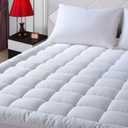 EASELAND Queen Size Mattress Pad Pillow Top Mattress Cover Quilted Fitted Mattress Protector Cotton Top Stretches up 8-21" Deep Pocket Cooling Mattress Topper (60x80 inch, White)