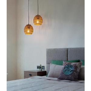Rattan Lampshades,Woven Wicker Hanging Lamp Covers Shade,Rattan Boho shade for wall sconce lamp shade replacement (Oval 1  pack-d)
