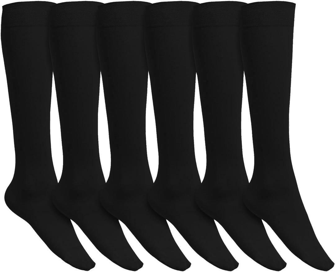 Winterlace Womens Trouser Socks, Opaque Stretchy Nylon Knee High, Many Colors, 6 or 12 Pairs