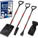 Snow Shovel Kit Removal Tools - 5 in 1 Foldable Car Snow Shovel + Snow Brush + Ice Scraper + Glove + Mini Ice Scraper, Portable Emergency Snow Remover Shovel Set for Car Truck Camping Outdoor