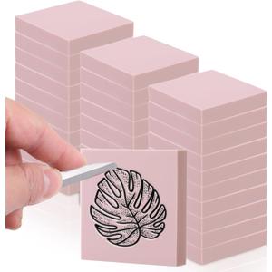 30 Pcs 2" X 2" Rubber Carving Blocks Linoleum Blocks for Printmaking, Stamp Making, DIY Crafting, Scrapbook, Painting, Soft and Easy to Carve (Pink)