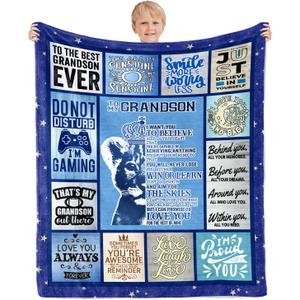 Grandson Gifts from Grandma Grandpa, Christmas Graduation Birthday Gifts for Grandson Throw Blanket 60"x50"