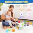 6-in-1 Baby Toys 6 to 12 Months, Montessori Toys for Babies 6-12-18 Months, Infant Teething Toy Stacking Blocks Rings Sensory Bin, Sorting Sensory Educational Learning Gift for Toddlers Aged 1-3