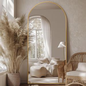 Full Length Mirror, 76"x34" Oversized Arched Mirror Large Standing Mirrors, Tall Mirrors Body Floor Mirror for Bedroom Living Room Aluminum Frame,Gold