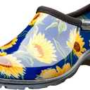 Sloggers Original Waterproof Rain and Garden Shoe for Women Outdoor Slip-On Garden Clog - Made in The USA with Premium Comfort Insole and Arch Support (10, Sunflower Print Blue)