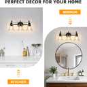 Bathroom Light Fixtures over Mirror, 3 Lights Vintage Wall Sconces with Hammered Glass Shade, 19.3" Matte Black Farmhouse Bathroom Wall Light Fixtures for Bedroom, Porch, Hotel, Mirror Cabinet
