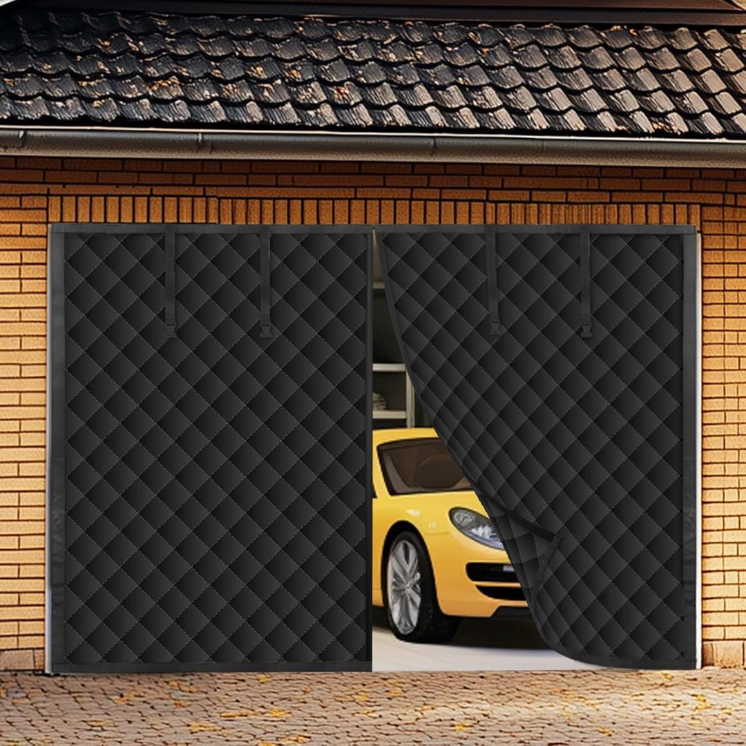 Garage Door Screen for Winter,Thermal Garage Door Insulation Kit, Magnetic Thermal Insulated Garage Cover Curtain, Garage Privacy Screen Blackout, Weatherproof Soundproof(9 x 7Ft)