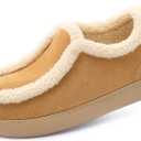Zizor Women's Winter Bootie Slippers House Shoes - Cozy Warm Suede with Fur Lining, Memory-Foam Insole, Cute Design for Indoor & Outdoor (9, Tan)