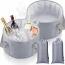 Reallnaive 2 Pcs Cooling Ice Bucket for Parties 15L Large Folding Cooler Capacity Foldable Ice Bucket with Storage Bag for Summer Party Keeping Drinks Tube for Cold or Warm for Camping Beach(Grey) (Gray)