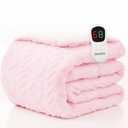 JKMAX Heated Electric Blanket Full Size-72"x84" Heating Blanket with 10 Heating Levels & 5 Time Settings Over-Heat Protection，Winter Warmer for Adults with ETL Certification（Pink）
